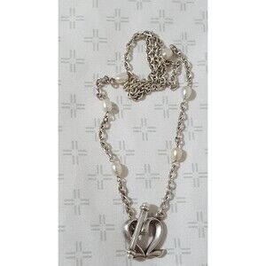 STERLING SILVER  Pearl ❤Toggle Necklace